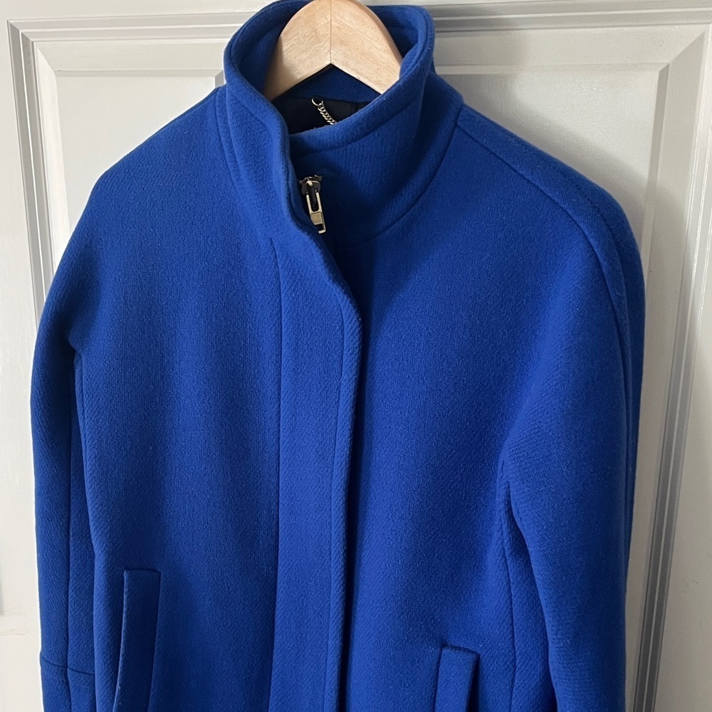 J. Crew Sapphire Blue Wool Stadium Coat by Nellie Gori Sz 0 - Picture 3 of 9